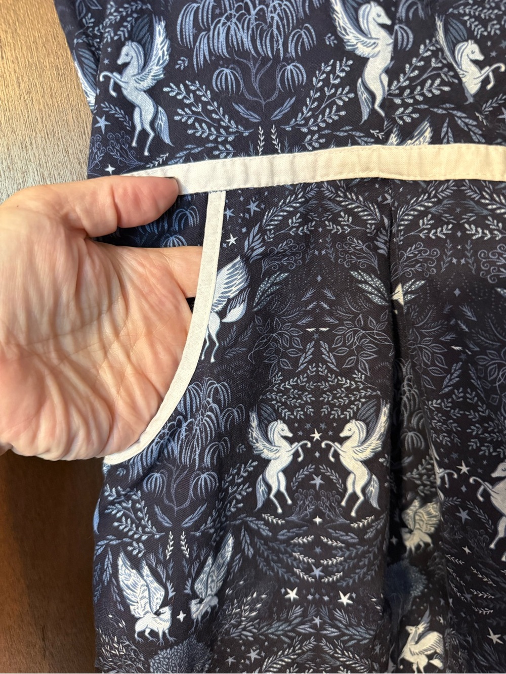 Retrolicious NWOT Midnight Collared Dress 1X (Blue, Pegasus, Trees, Forest) - Picture 4 of 5